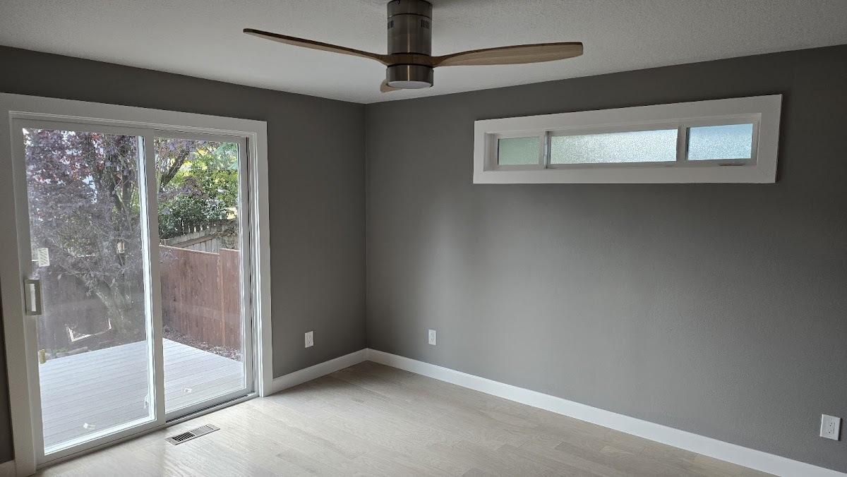 Bright living room with freshly painted walls